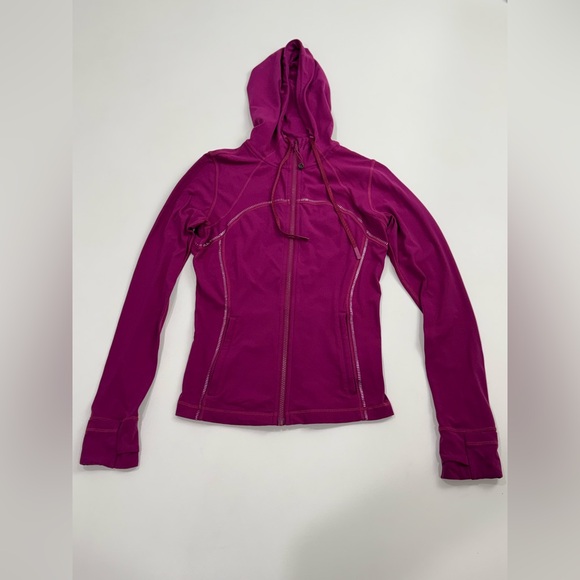Lululemon Hooded Define Jacket Zip Front Logo Fuschia Women Sz 8 - Picture 4 of 15